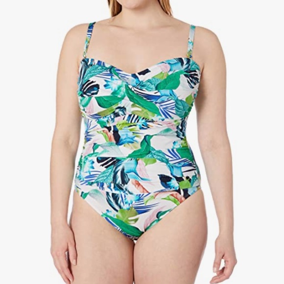 LA BLANCA One Piece swimsuit Size 16 in Tropical Floral NWT - Picture 3 of 4